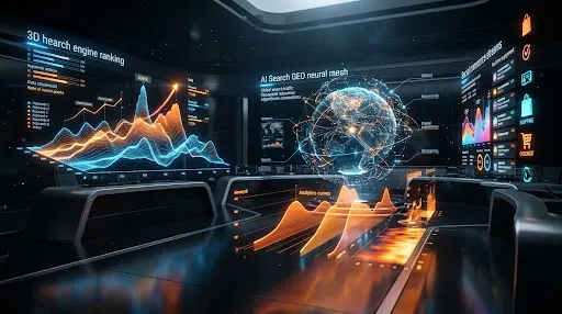 Digital Magma 3D Holographic AI Telemetry Command Center — illustrative artwork