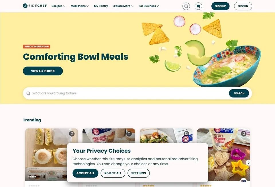 SideChef website screenshot — technology & saas marketing portfolio reference from Digital Magma