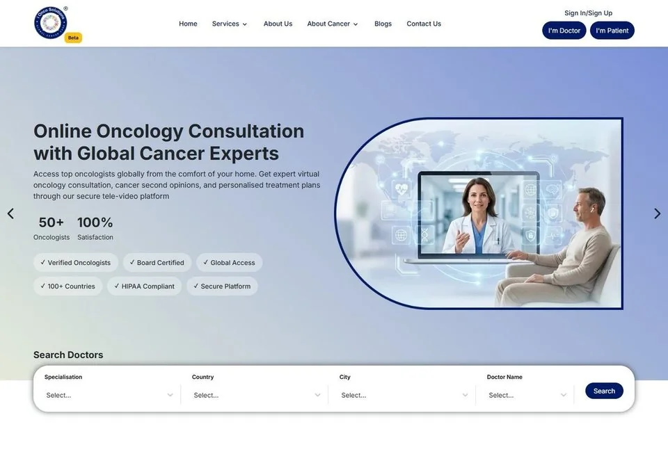 iOncoSolutions website screenshot — professional services marketing portfolio reference from Digital Magma