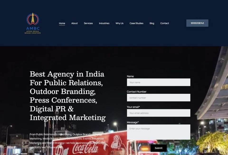 Apexx Media website screenshot — professional services marketing portfolio reference from Digital Magma