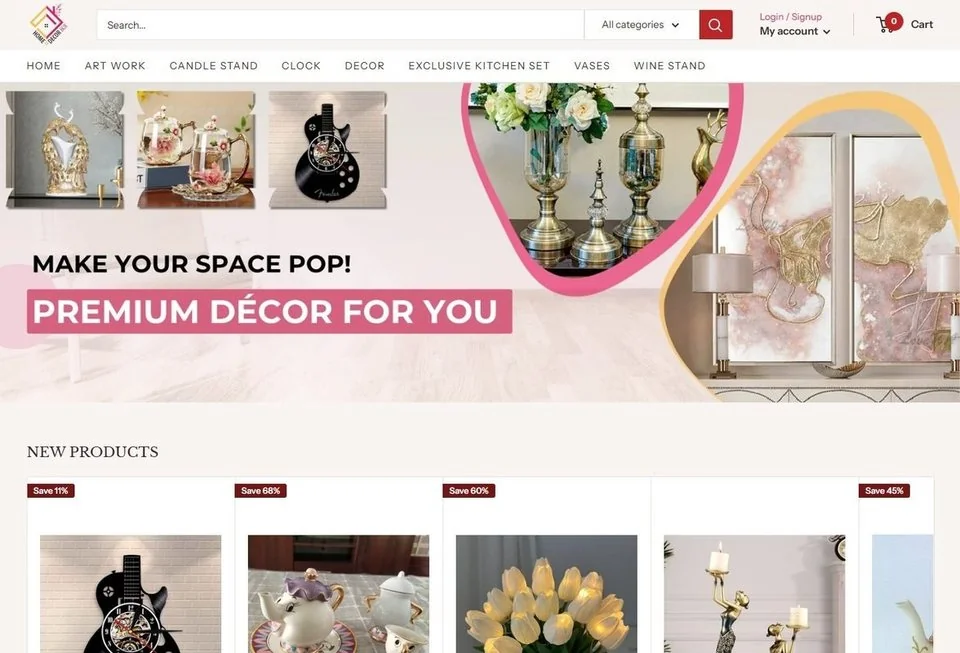 HomeDecorBox website screenshot — ecommerce & consumer brand marketing portfolio reference from Digital Magma