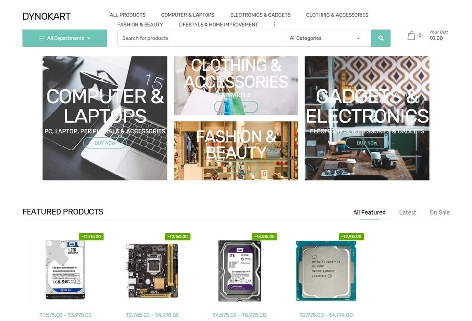 Dynokart website screenshot — ecommerce & consumer brand marketing portfolio reference from Digital Magma