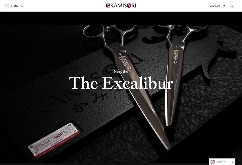 Kamisori Shears website screenshot — ecommerce & consumer brand marketing portfolio reference from Digital Magma