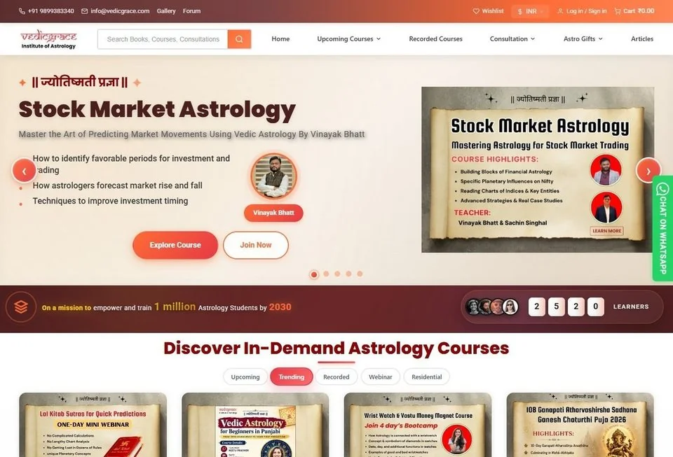 Vedic Grace website screenshot — astrology & spiritual brand marketing portfolio reference from Digital Magma
